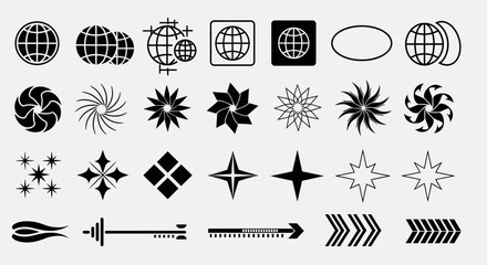 Global Design Elements Abstract Icons & Symbols Collection for Graphic Design Projects