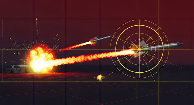 Radar Lock Target and Missile Firing Military Simulation