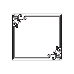 Elegant Black and White Frame with Ornate Corner Accents for Design Projects and Creative Applications