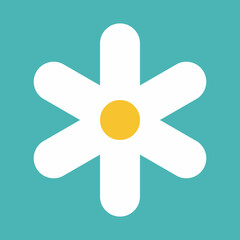 Flower icon. Retro spring summer white flower icon design. Camomile icon set. Cute round flower plant collection isolated on white background.