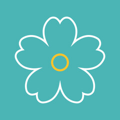 Flower icon. Retro spring summer white flower icon design. Camomile icon set. Cute round flower plant collection isolated on white background.