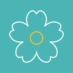 Flower icon. Retro spring summer white flower icon design. Camomile icon set. Cute round flower plant collection isolated on white background.
