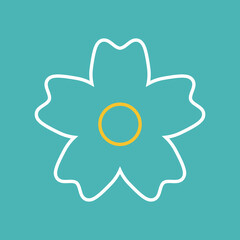 Flower icon. Retro spring summer white flower icon design. Camomile icon set. Cute round flower plant collection isolated on white background.