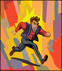 Colorful abstract background,angry man running