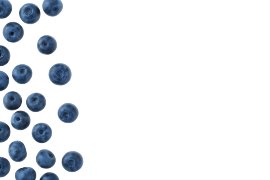 Fresh Blueberries on a Black Background with Copy Space for Text or Design Top Left Corner Healthy Food