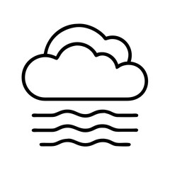 Stylized image of a cloud above three wavy lines suggesting a weather condition
