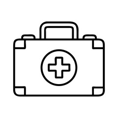 Minimalist Line Art Illustration of a First Aid Kit with Medical Cross