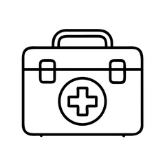 Obraz premium A simple line art image of a first aid kit isolated on white