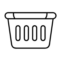 Simple linear illustration of a laundry basket suitable for use in infographics