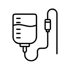 Black and white illustration of intravenous fluids for medical assistance