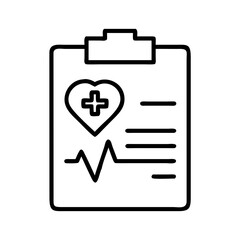 Medical Report on Clipboard with Heart and EKG Rhythm Line Illustration