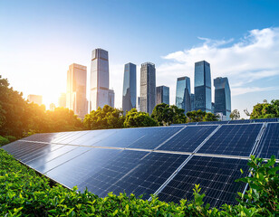 Green Biospheric City with Solar Panels