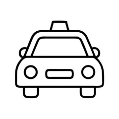 Simplified Line Drawing of a Taxi Cab in Black and White