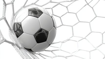 Soccer ball striking goal net in dramatic black and white, capturing intense championship moment of triumph and competitive spirit