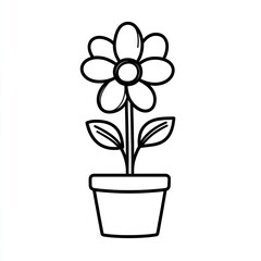 Hyper realistic 3d render Simple Flower in Pot: Line Drawing AI Generative