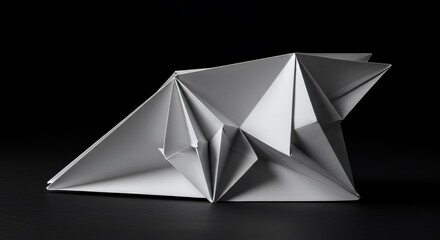 Abstract Origami Sculpture: A Monochromatic Study in Form and Shadow