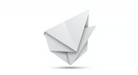 Abstract White Origami-Style Geometric Form in 3D Space