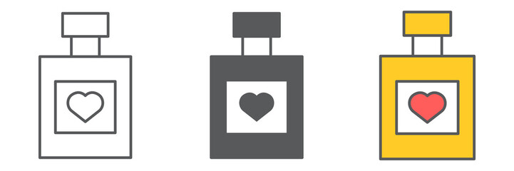 Love perfume icon collection, valentines day and aroma, perfume sign vector set graphics, editable stroke linear icon, eps 10