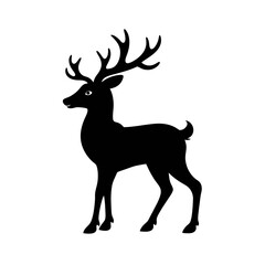 black silhouette of a reindeer on white background.svg