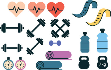 Obraz premium Flat design - fitness, siłownia