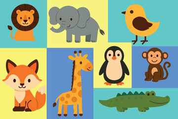 Flat design - zwierzęta  © Zuzanna