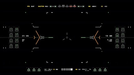 Futuristic Cockpit Interface Displaying Flight Data and Navigation Systems on a Black Background.Alpha Chanel. The background can be remove using a blending mode like add.
