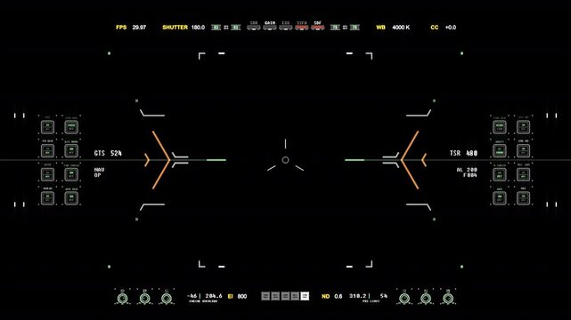 Futuristic Cockpit Interface Displaying Flight Data and Navigation Systems on a Black Background.Alpha Chanel. The background can be remove using a blending mode like add.