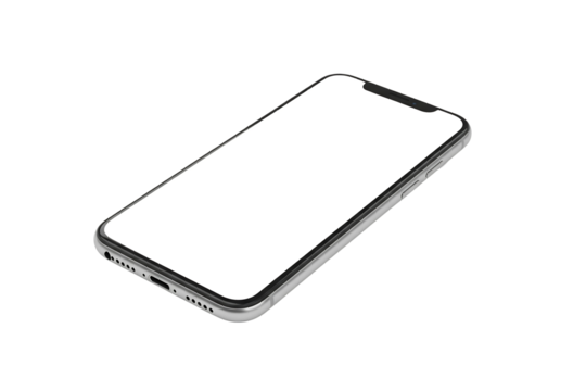 Sleek Mobile Phone Mockup with Blank Screen on Transparent Background