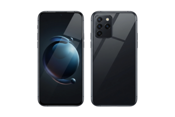 Modern Mobile Phone Mockup - Front and Back with Abstract Wallpaper