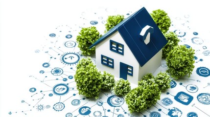 Smart Home Technology Concept with House and Connectivity Icons