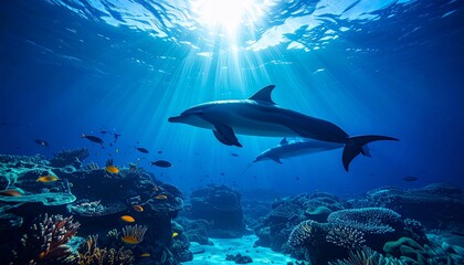 Obraz premium underwater scene with dolphin