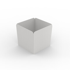 A simple, empty, white container with a square base, designed for various uses.