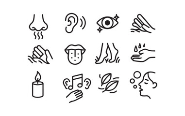 Fototapeta premium Sensory Experience A Collection of Five Senses Icons Depicted Clearly