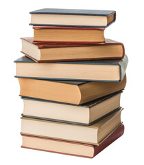stack of old books isolated on white background