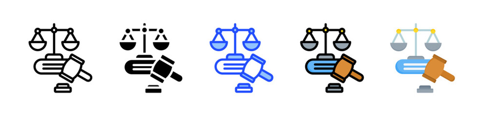 Law Icon Collection With Multiple Styles