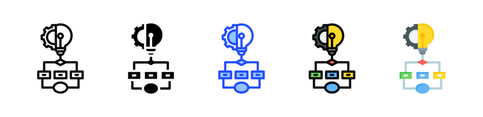 Work Flow Icon Collection With Multiple Styles