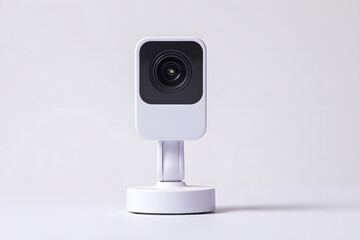Full HD webcam with built-in light, isolated on soft white, livestreaming gear, isolated on white background
