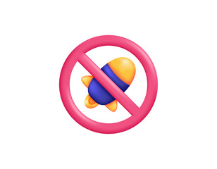 stop war concept. refusal to war. prohibition to fire missiles. illustration of prohibition symbol with rocket or missile. symbol or icon. minimalist 3d style design. design asset elements