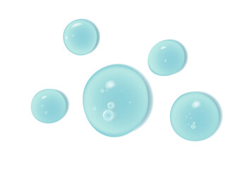 Cosmetic moisturizing liquid drops on green blue pastel background. Toner or lotion. Hyaluronic serum