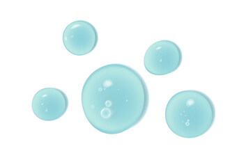 Cosmetic moisturizing liquid drops on green blue pastel background. Toner or lotion. Hyaluronic serum