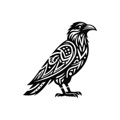 Fototapeta premium raven tribal modern simple vector black white professional isolated white background