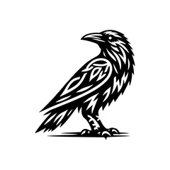 Obraz premium raven tribal modern simple vector black white professional isolated white background