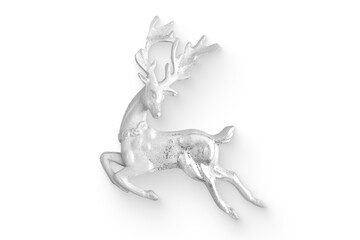 A white decorative figure of a leaping deer, highlighting elegance and artistry.
