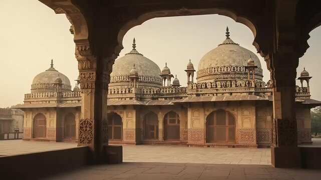 Indian Mosque with Sunrise Architecture.