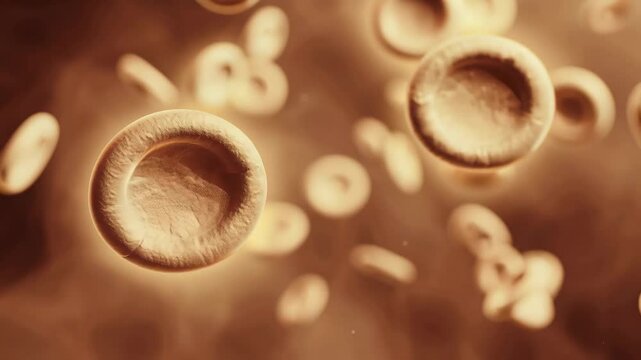 Human Red Blood Cells under High Magnification, Showing Biconcave Shape and Structure.