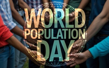 World Population Day Diverse Hands Globe Graphic image
