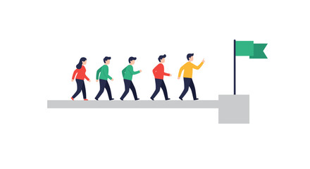 Fototapeta premium Leadership and teamwork concept for success in business and goal achievement vector illustration