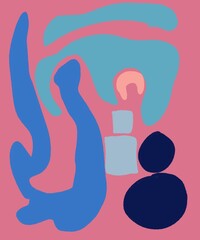 Hand Drawing Illustration Abstract Shape Retro Background Vintage