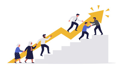 Fototapeta premium Teamwork and leadership in business growth concept illustration vector illustration