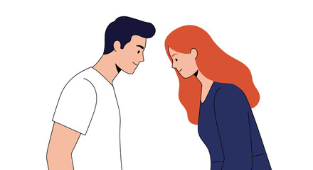 Fototapeta premium Minimalist illustration of a thoughtful exchange between two people vector illustration